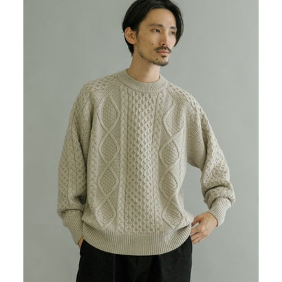 アーバンリサーチ URBAN RESEARCH WASHABLEウールケーブルクルーニット （IVORY）｜詳細画像