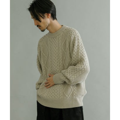 アーバンリサーチ URBAN RESEARCH WASHABLEウールケーブルクルーニット （IVORY）｜詳細画像