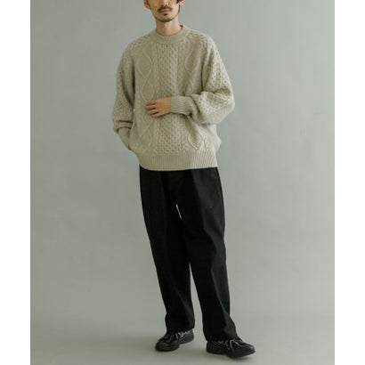 アーバンリサーチ URBAN RESEARCH WASHABLEウールケーブルクルーニット （IVORY）｜詳細画像