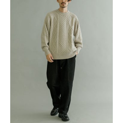アーバンリサーチ URBAN RESEARCH WASHABLEウールケーブルクルーニット （IVORY）｜詳細画像