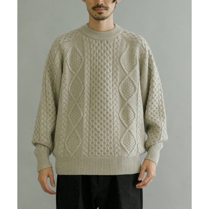 アーバンリサーチ URBAN RESEARCH WASHABLEウールケーブルクルーニット （IVORY）｜詳細画像