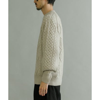 アーバンリサーチ URBAN RESEARCH WASHABLEウールケーブルクルーニット （IVORY）｜詳細画像