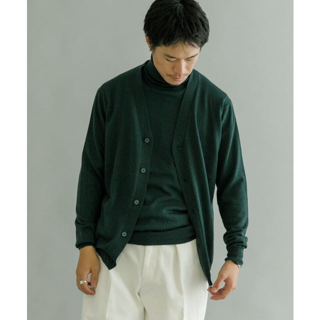 WASHABLEウール ニットカーディガン （KHAKI）