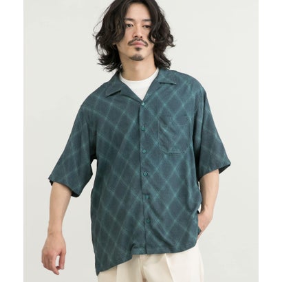 アーバンリサーチ URBAN RESEARCH クロスパターンオープンカラーシャツ （RED）｜詳細画像