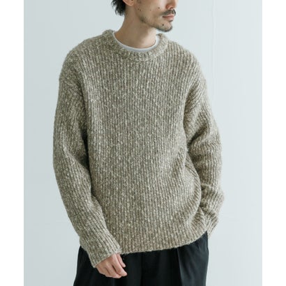 アーバンリサーチ URBAN RESEARCH MIX SLUB PLAIN STITCH CREW-NECK （ベージュ系その他）｜詳細画像