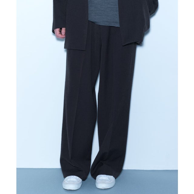new basic WOOL SILK LINEN TROUSER （ブラウン）