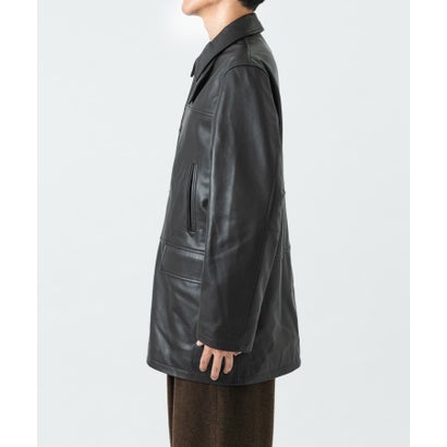 new basic LAMB LEATHER CAR COAT （ブラック）｜詳細画像