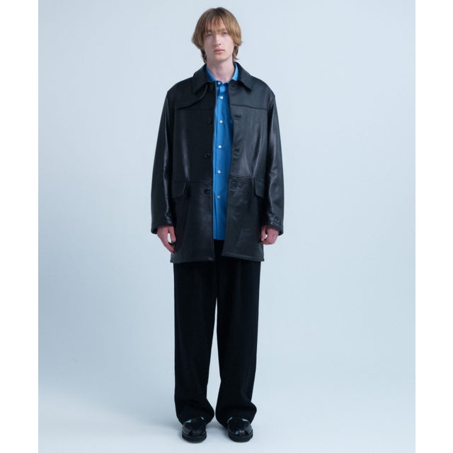 new basic LAMB LEATHER CAR COAT （ブラック）