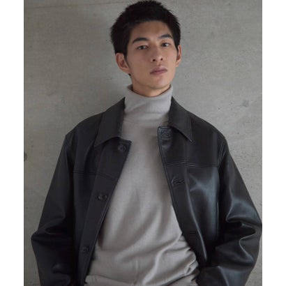 new basic LAMB LEATHER CAR COAT （ブラウン）｜詳細画像