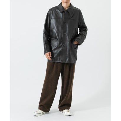 new basic LAMB LEATHER CAR COAT （ブラウン）｜詳細画像