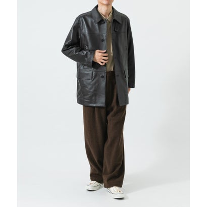 new basic LAMB LEATHER CAR COAT （ブラウン）｜詳細画像