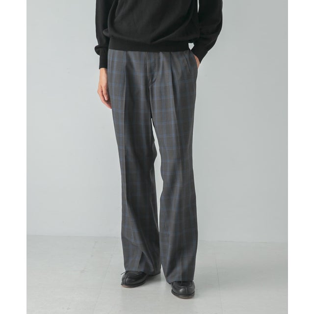 TW CHECK SEMI FLARE PANTS （チャコールグレー）
