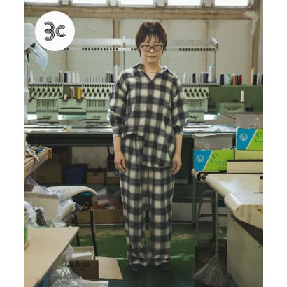 THE INDUSTRY WORKS 綿レーヨンオンブレネルパンツ （ブルー）｜詳細画像