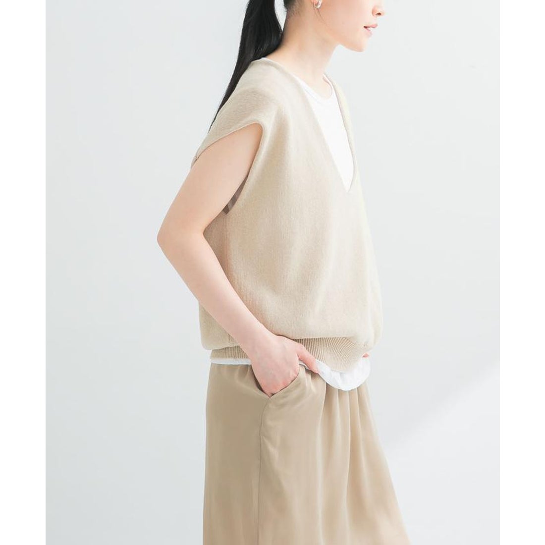 アーバンリサーチ URBAN RESEARCH リネンコットンVネックニットベスト