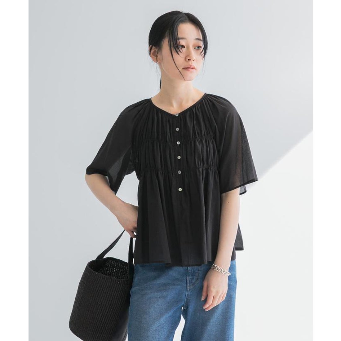 アーバンリサーチ URBAN RESEARCH コットンボイルシャーリングブラウス 