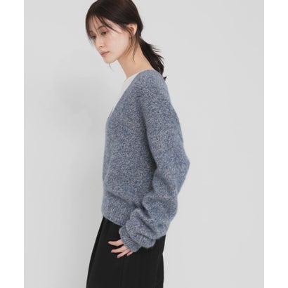 new basic CASHMERE SILK DEEP V-NECK KNIT （ブルー）｜詳細画像