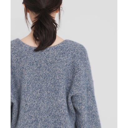 new basic CASHMERE SILK DEEP V-NECK KNIT （ブルー）｜詳細画像