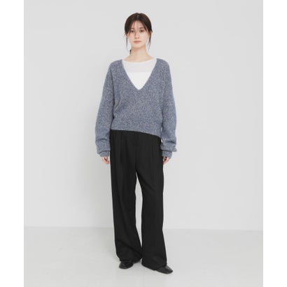 new basic CASHMERE SILK DEEP V-NECK KNIT （ベージュ）｜詳細画像