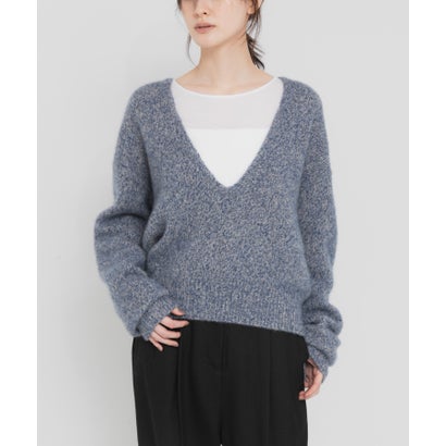 new basic CASHMERE SILK DEEP V-NECK KNIT （ベージュ）｜詳細画像