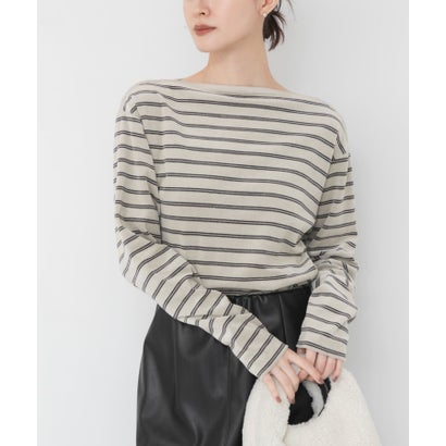 アーバンリサーチ URBAN RESEARCH VELOUR BORDER 2WAY TOPS （ブラウン）｜詳細画像