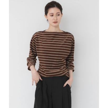 アーバンリサーチ URBAN RESEARCH VELOUR BORDER 2WAY TOPS （ブラウン）｜詳細画像