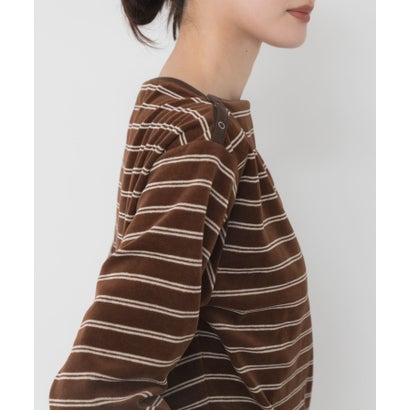 アーバンリサーチ URBAN RESEARCH VELOUR BORDER 2WAY TOPS （ブラウン）｜詳細画像