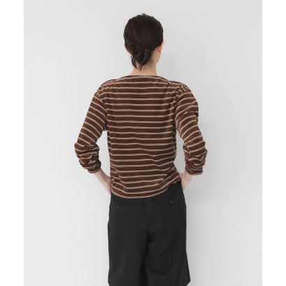 アーバンリサーチ URBAN RESEARCH VELOUR BORDER 2WAY TOPS （ブラウン）｜詳細画像