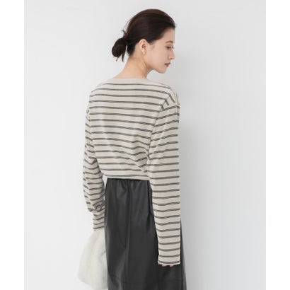 アーバンリサーチ URBAN RESEARCH VELOUR BORDER 2WAY TOPS （ブラック）｜詳細画像