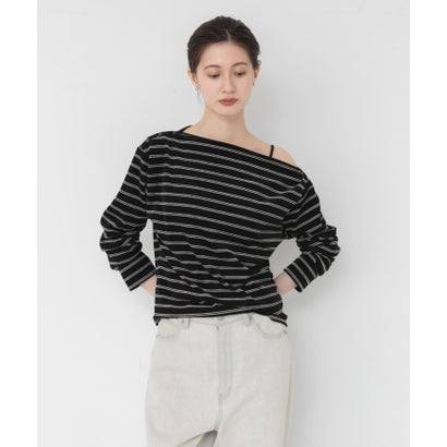 アーバンリサーチ URBAN RESEARCH VELOUR BORDER 2WAY TOPS （ブラック）｜詳細画像