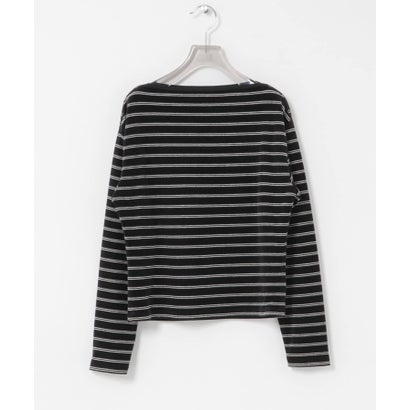 アーバンリサーチ URBAN RESEARCH VELOUR BORDER 2WAY TOPS （ブラック）｜詳細画像