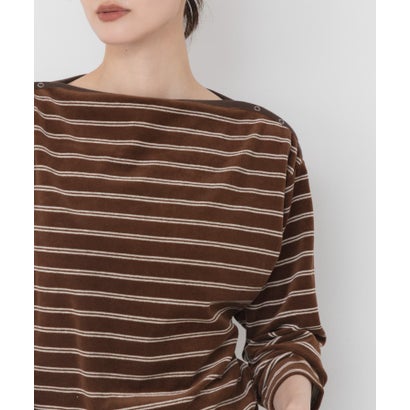 アーバンリサーチ URBAN RESEARCH VELOUR BORDER 2WAY TOPS （ブラック）｜詳細画像