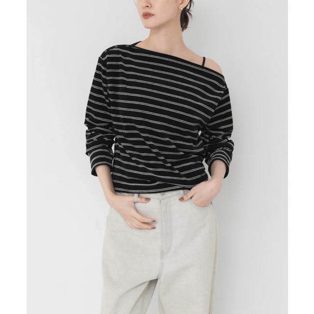 VELOUR BORDER 2WAY TOPS （ブラック）
