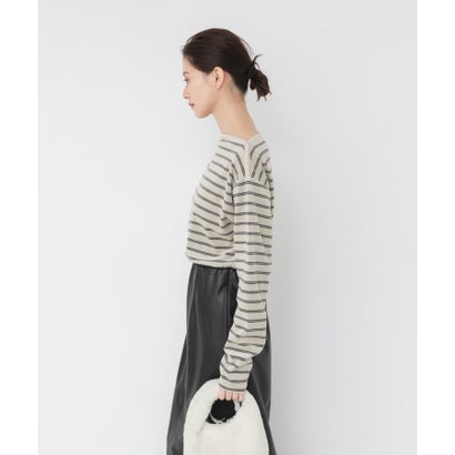 アーバンリサーチ URBAN RESEARCH VELOUR BORDER 2WAY TOPS （アイボリー）｜詳細画像