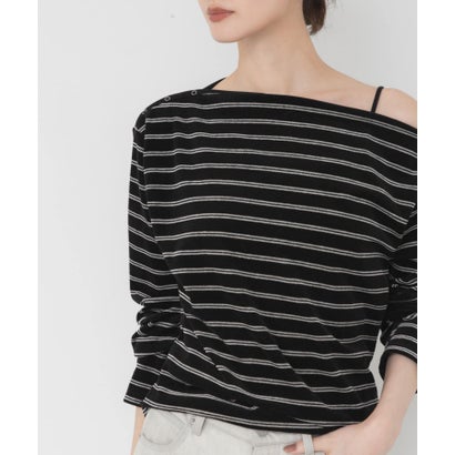 アーバンリサーチ URBAN RESEARCH VELOUR BORDER 2WAY TOPS （アイボリー）｜詳細画像
