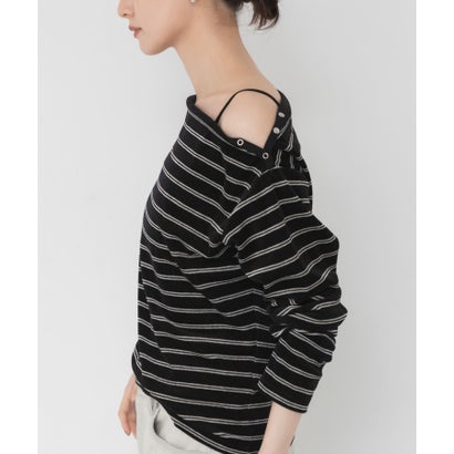 アーバンリサーチ URBAN RESEARCH VELOUR BORDER 2WAY TOPS （アイボリー）｜詳細画像