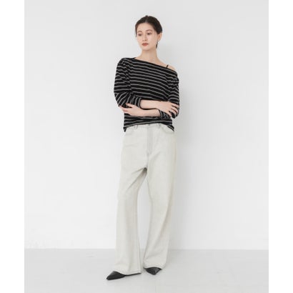 アーバンリサーチ URBAN RESEARCH VELOUR BORDER 2WAY TOPS （アイボリー）｜詳細画像