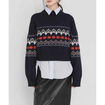 FAIRISLE HIGHNECK KNIT （ブラウン）｜詳細画像
