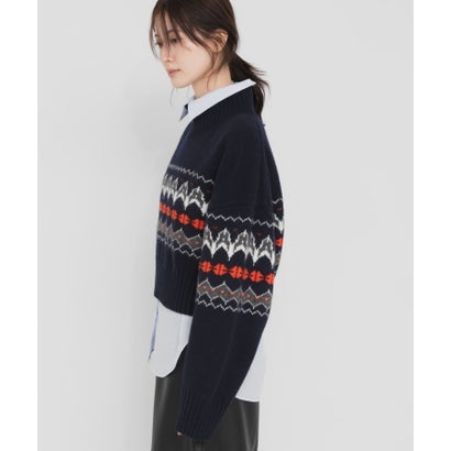 FAIRISLE HIGHNECK KNIT （ブラウン）｜詳細画像