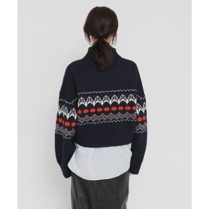 FAIRISLE HIGHNECK KNIT （ブラウン）｜詳細画像