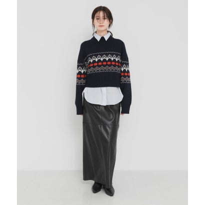 FAIRISLE HIGHNECK KNIT （ブラウン）｜詳細画像