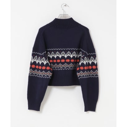 FAIRISLE HIGHNECK KNIT （ブラウン）｜詳細画像