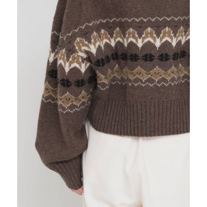 FAIRISLE HIGHNECK KNIT （ブラウン）｜詳細画像