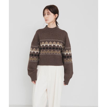 FAIRISLE HIGHNECK KNIT （ブラウン）｜詳細画像