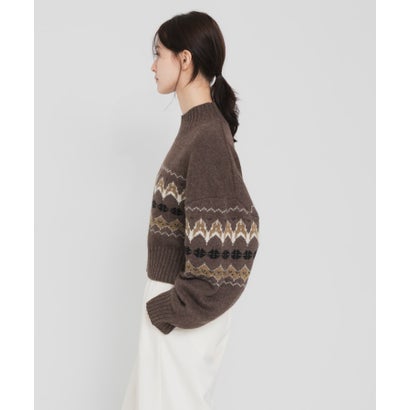 FAIRISLE HIGHNECK KNIT （ブラウン）｜詳細画像