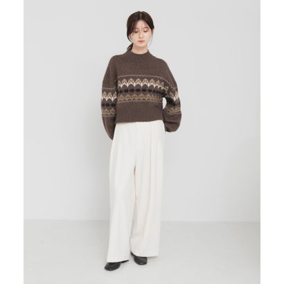 FAIRISLE HIGHNECK KNIT （ブラウン）｜詳細画像