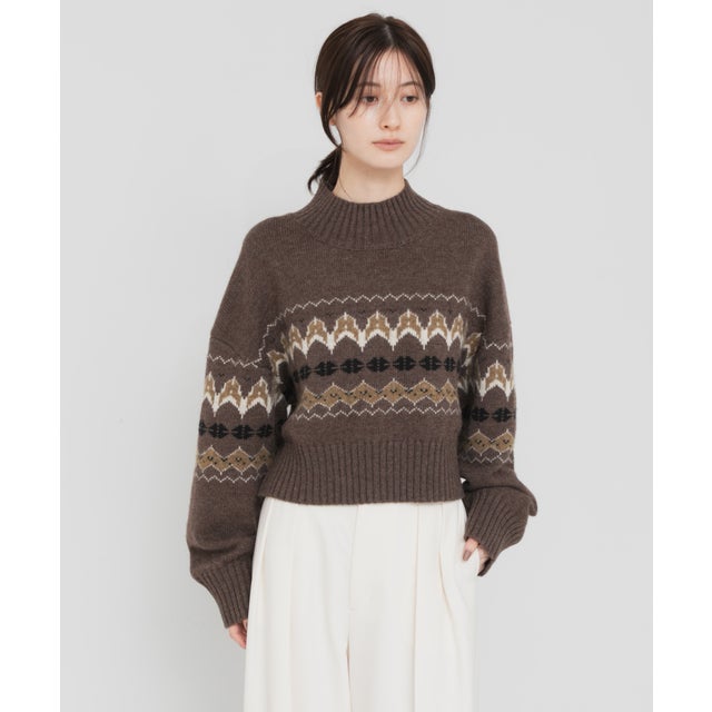 FAIRISLE HIGHNECK KNIT （ブラウン）