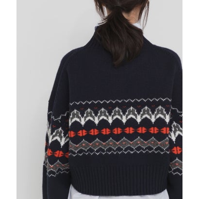 FAIRISLE HIGHNECK KNIT （ネイビー）｜詳細画像