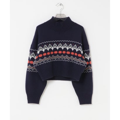 FAIRISLE HIGHNECK KNIT （ネイビー）｜詳細画像