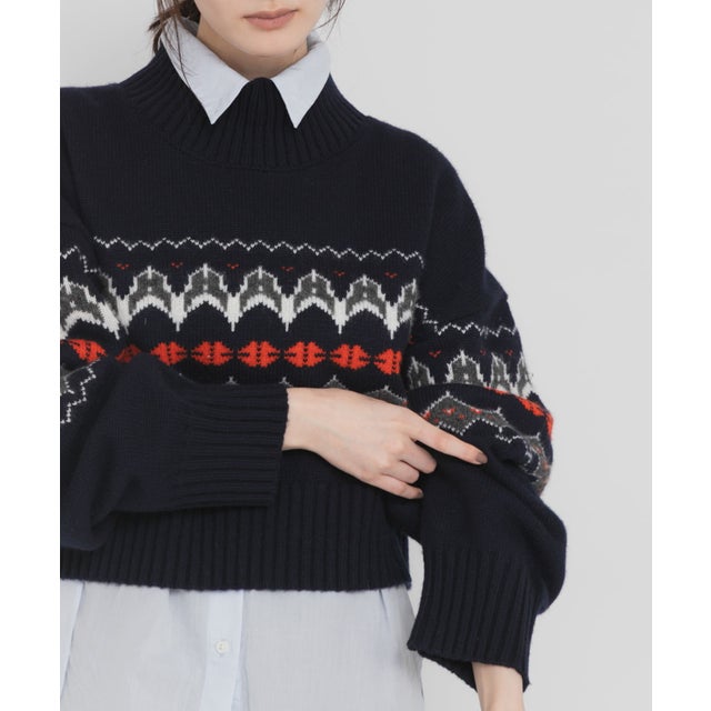 FAIRISLE HIGHNECK KNIT （ネイビー）