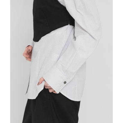 アーバンリサーチ URBAN RESEARCH new basic FORM SLEEVE STRIPE SHIRT （ブルー）｜詳細画像